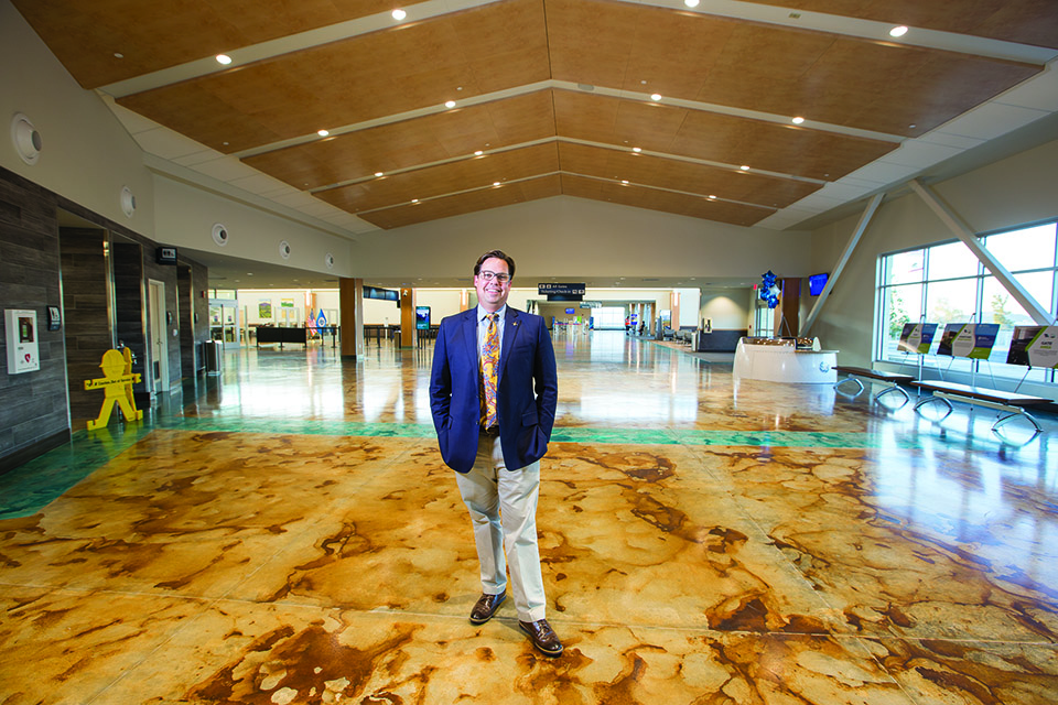 Director Kevin Buman and the new SLO County Airport terminal