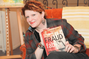Denise Braun with her book "The Fraud Fable"