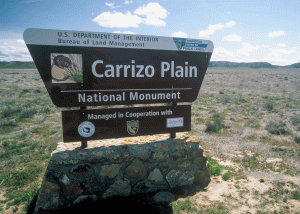 Carrizo Plain National Monument sign