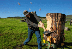 Will Kraemer chopping wood